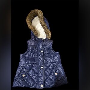 Nautica Blue Vest with Faux Fur Hood